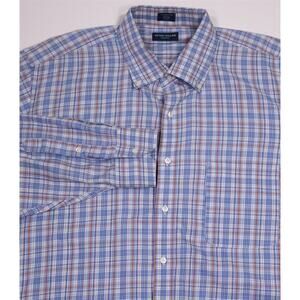 Peter Millar Collection Blue/Brown Plaid Cotton Dress Shirt XXL